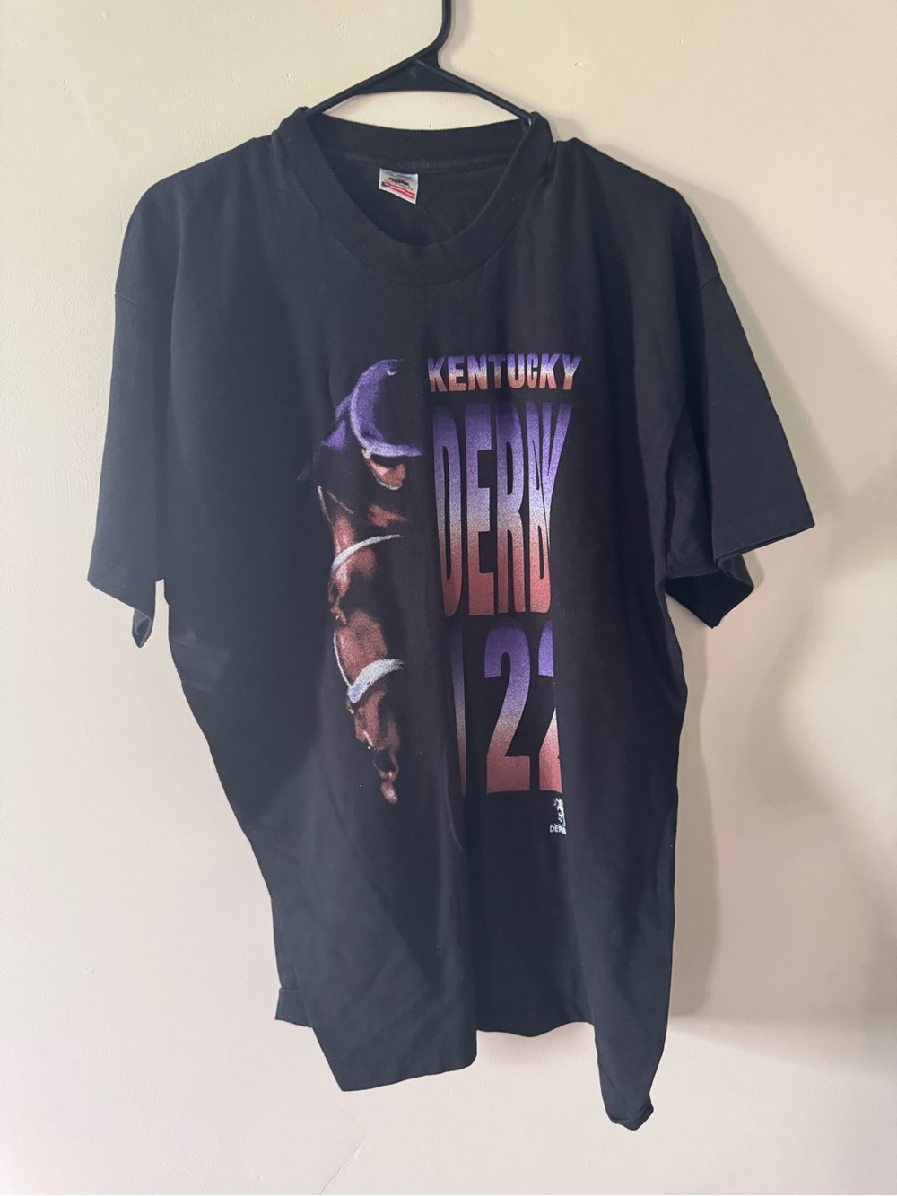 Vintage Kentucky Derby 124 Black Graphic T-Shirt Size XL Fruit of the Loom